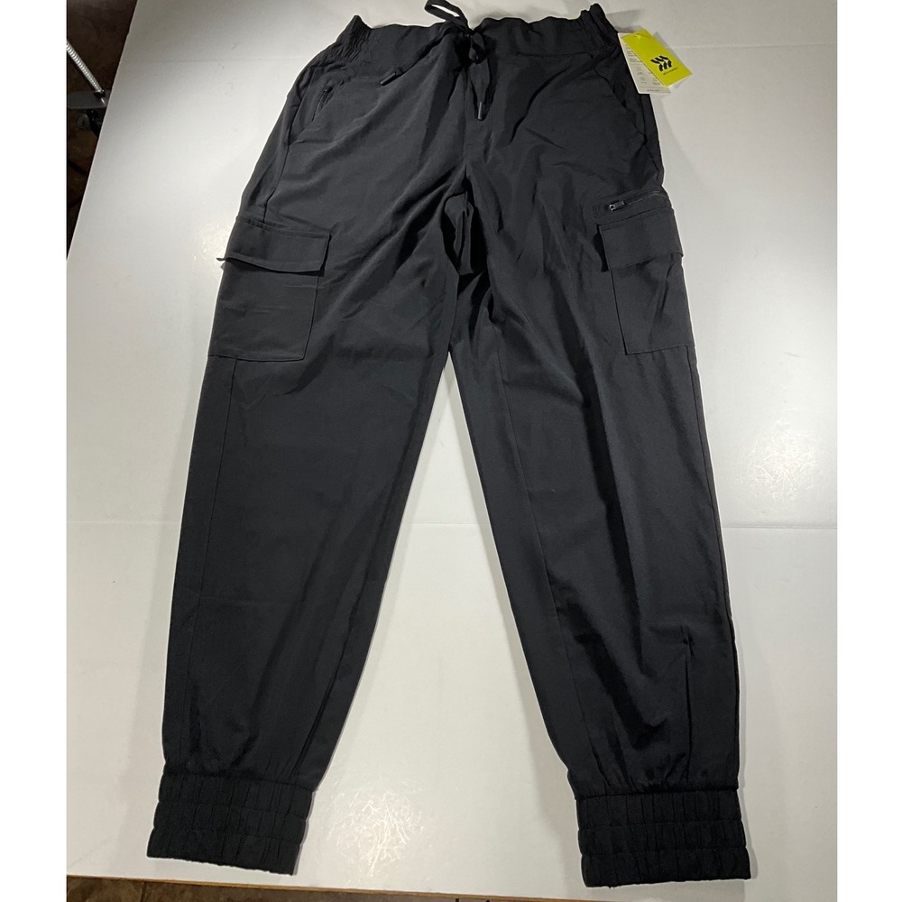 All in Motion Active Light Woven Cargo Joggers Black Mid Rise Size M NWT